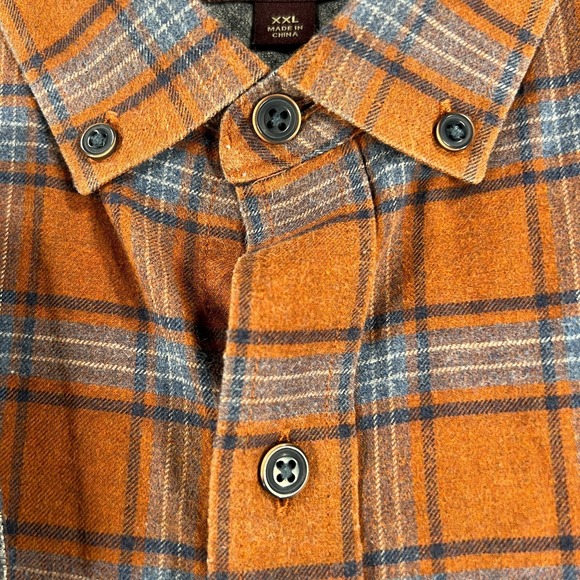 Johnston & Murphy Shirt Mens 2XL XXL Orange Plaid Long Sleeve Button Down Casual - Picture 8 of 14